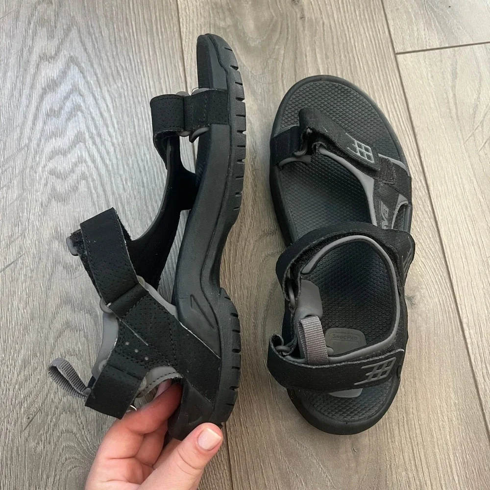 Teva Tanza Mens Black Grey Sport Sandals Hiking Water Shoes 4289 Size 8